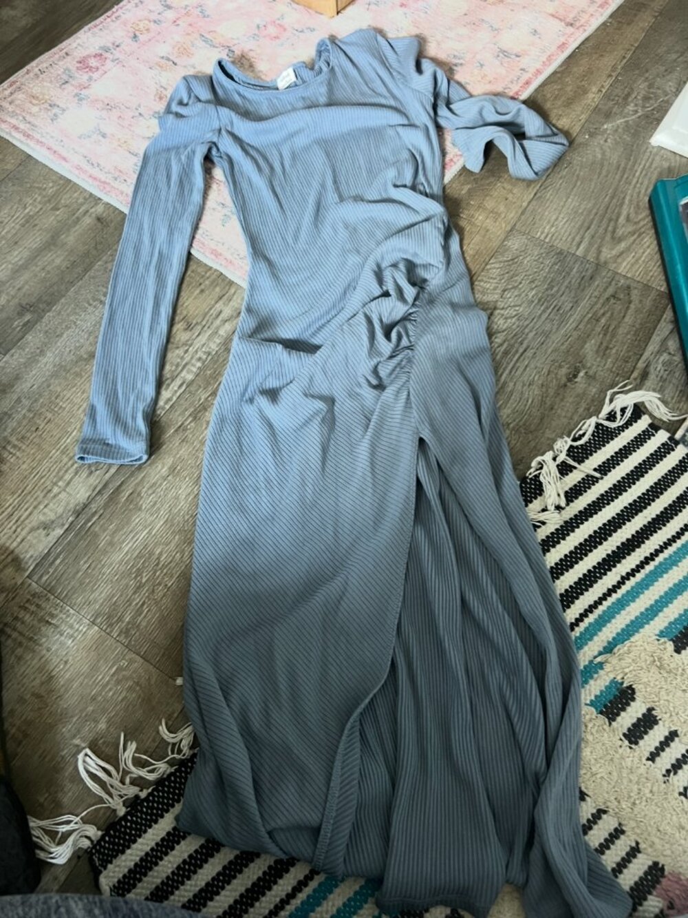 Wilfred‎ blue ruched midi dress